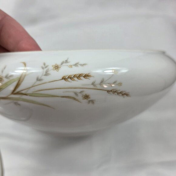 Fine China of Japan Golden Harvest Covered Vegetable Bowl Gold Wheat Sprays - Picture 8 of 14